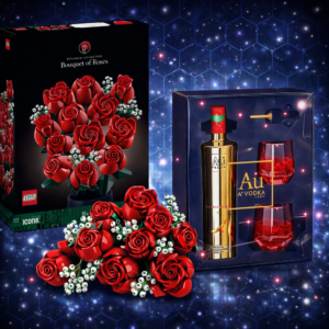 WIN STRAWBERRY AU VODKA GIFT SET WITH LEGO ROSES